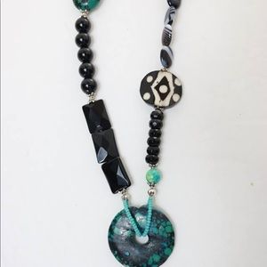 Turquoise and Black Onyx with African Bone
